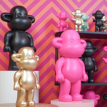 Ornement - Figurine Singe 'La Légende' - Résine - Rose - 33x21x50cm