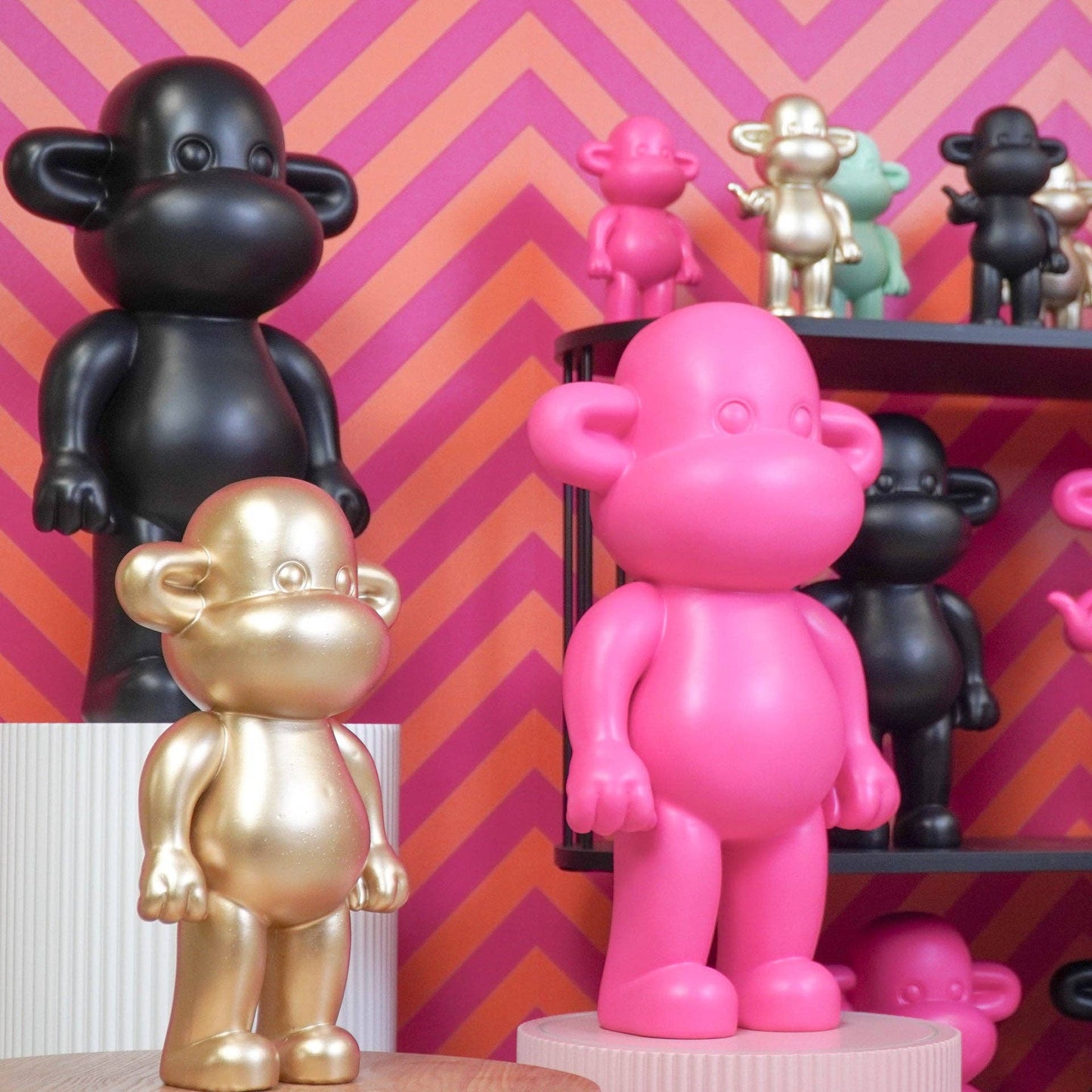 Ornement - Figurine Singe 'La Légende' - Résine - Or - 20,5x13,5x35cm