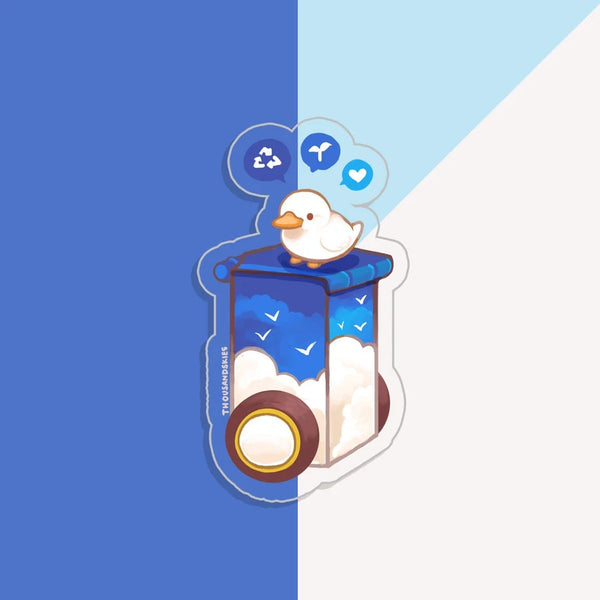 Autocollant Canard Blanc Mr Duck et bac de recyclage Thousand Skies Stickers