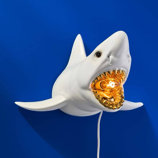 Applique murale Requin Hai Sharky Shark Blanc/Or
