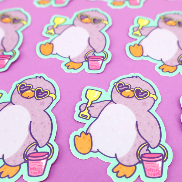Autocollant Penguin à la Plage