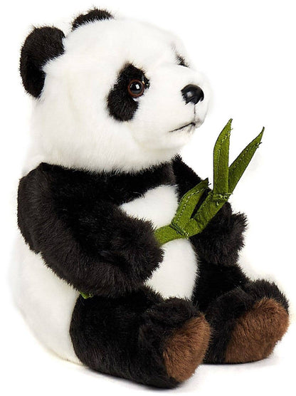 Seated Panda Plush with Bamboo