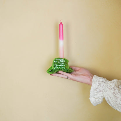 Portavelas - Sombrero de vaquero - Verde - 13,5 x 11 x 7 cm