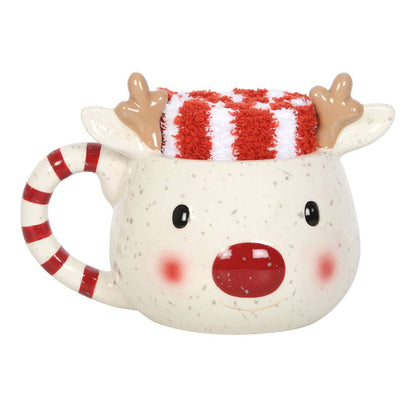 Ensemble tasse et chaussettes de Noël Rudolph Reindeer