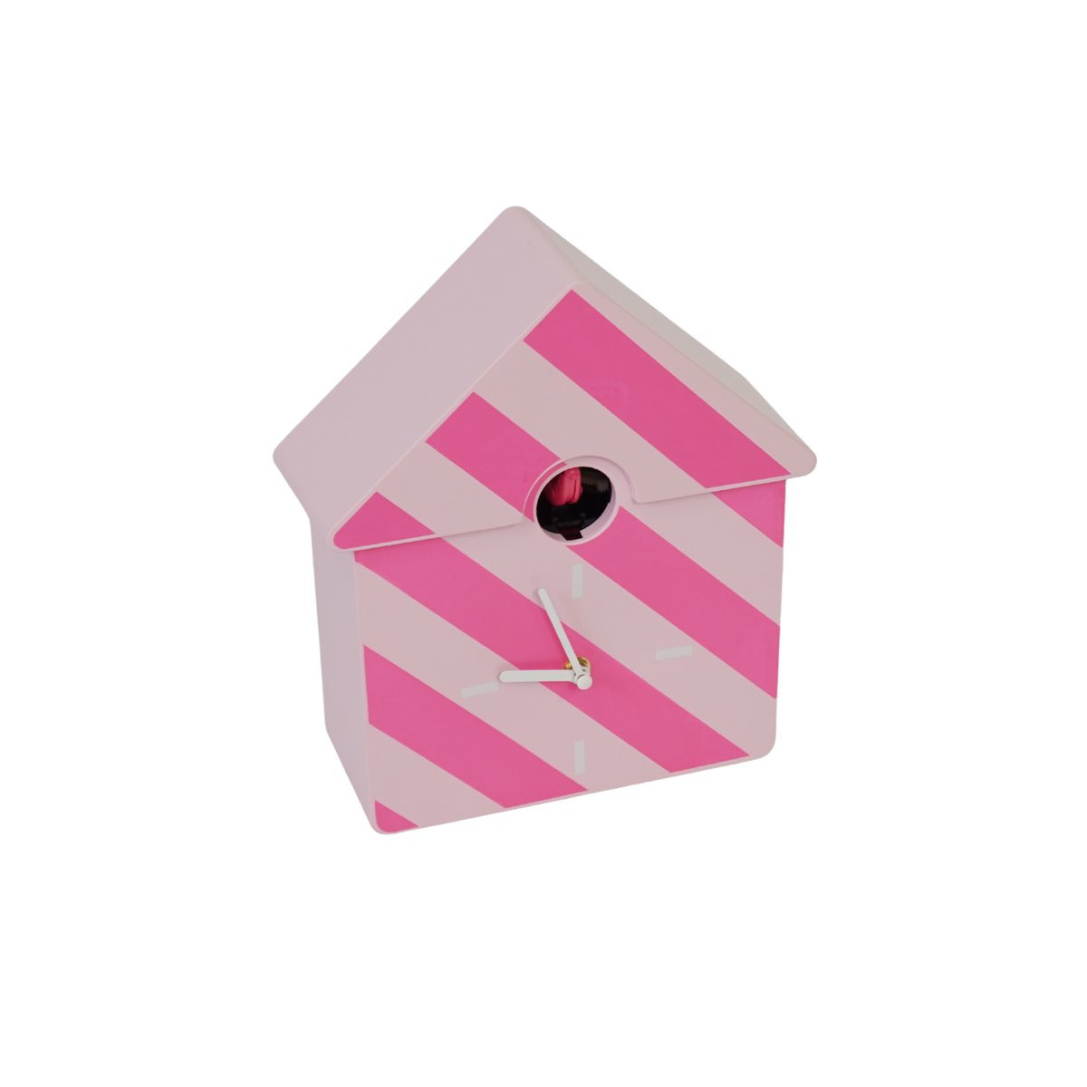 Horloge - Horloge Murale Coucou - Motif Rayé/Rose - 24x27x9cm