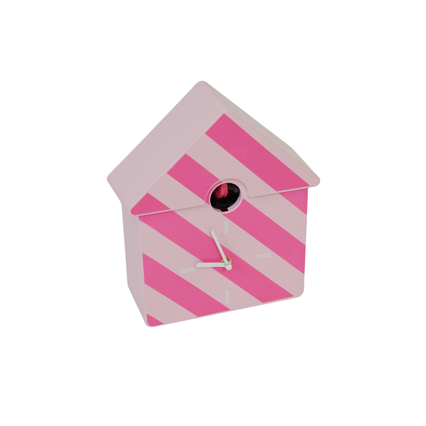 Clock - Cuckoo wall clock - Striped/Pink pattern - 24x27x9cm