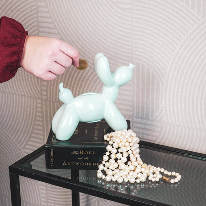 Ornament - Balloon Dog Money Box - Mint Green - 17x7x17cm