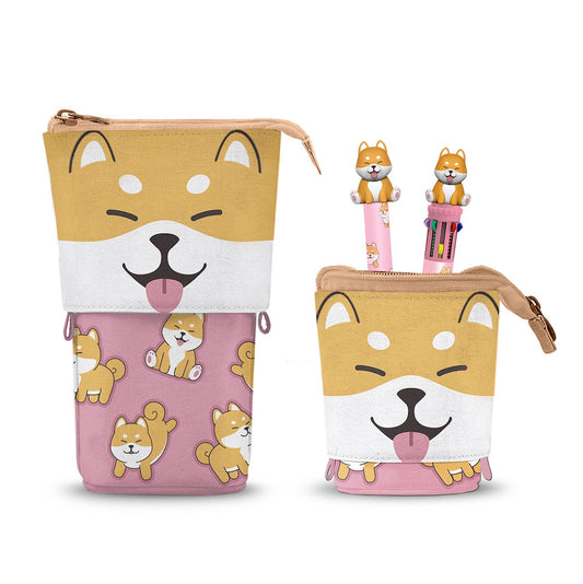 Oh My Pop Shiba schattig etui + 10 kleuren pennen + gelpen
