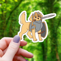 Pegatina de perro del juego de rol Golden Paladin