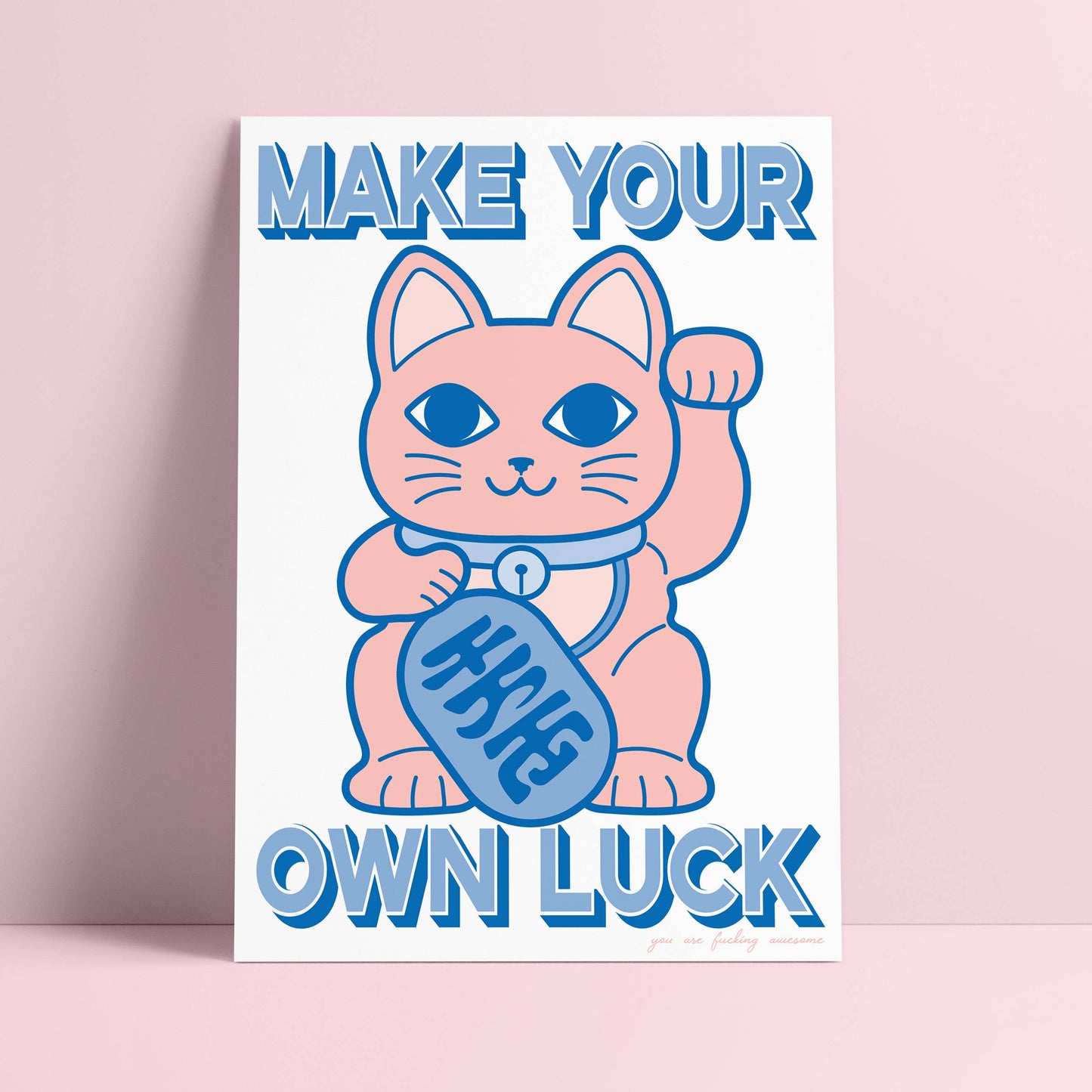 Riso print Lucky Cat “Make your own Luck”