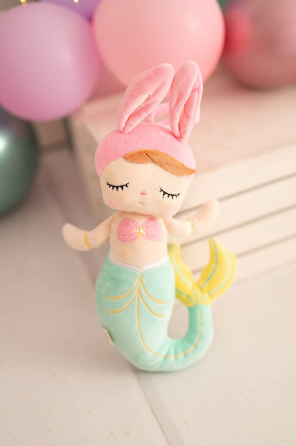 Lisa la sirena bambola di stoffa – turchese e rosa