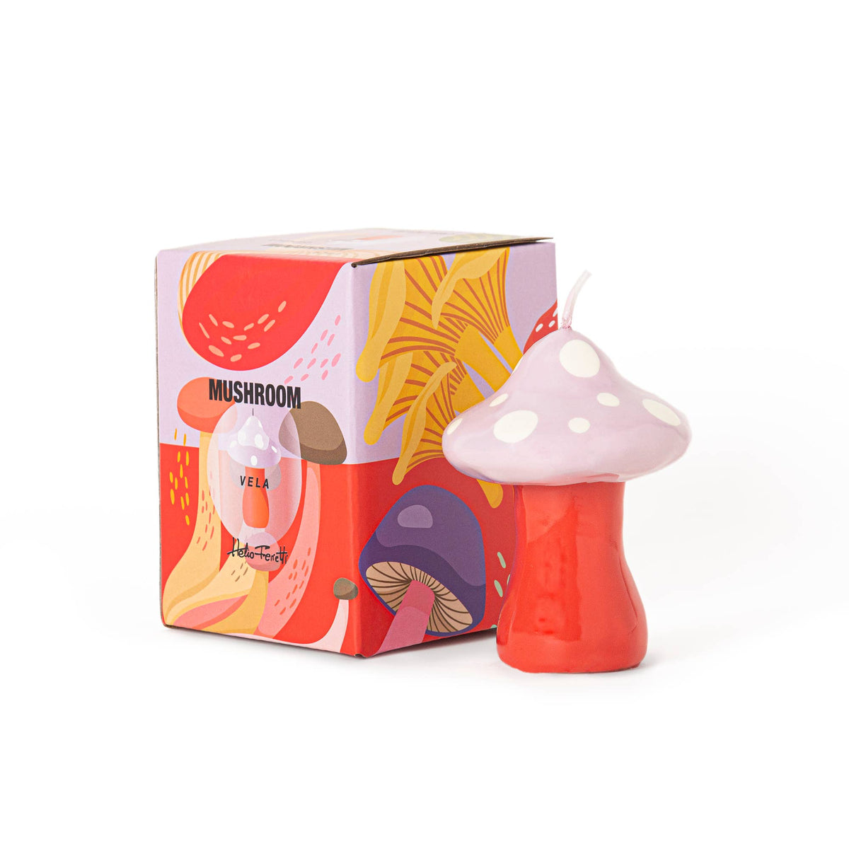 Small Hand-Painted Pink Mushroom Candle