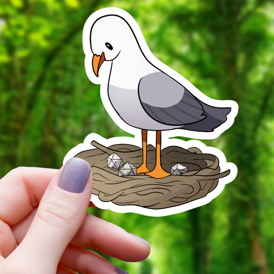 Meeuwensticker met in blokjes gesneden veelhoekige eieren