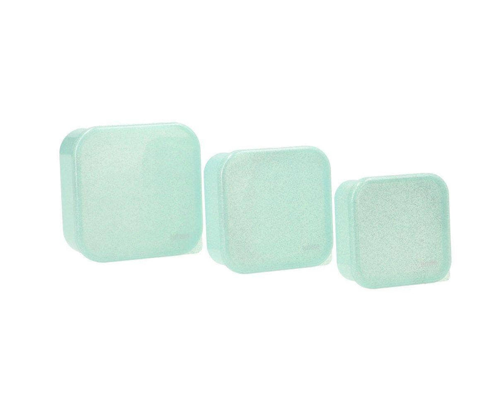 3 Lancheiras Turquesa com Glitter Azul