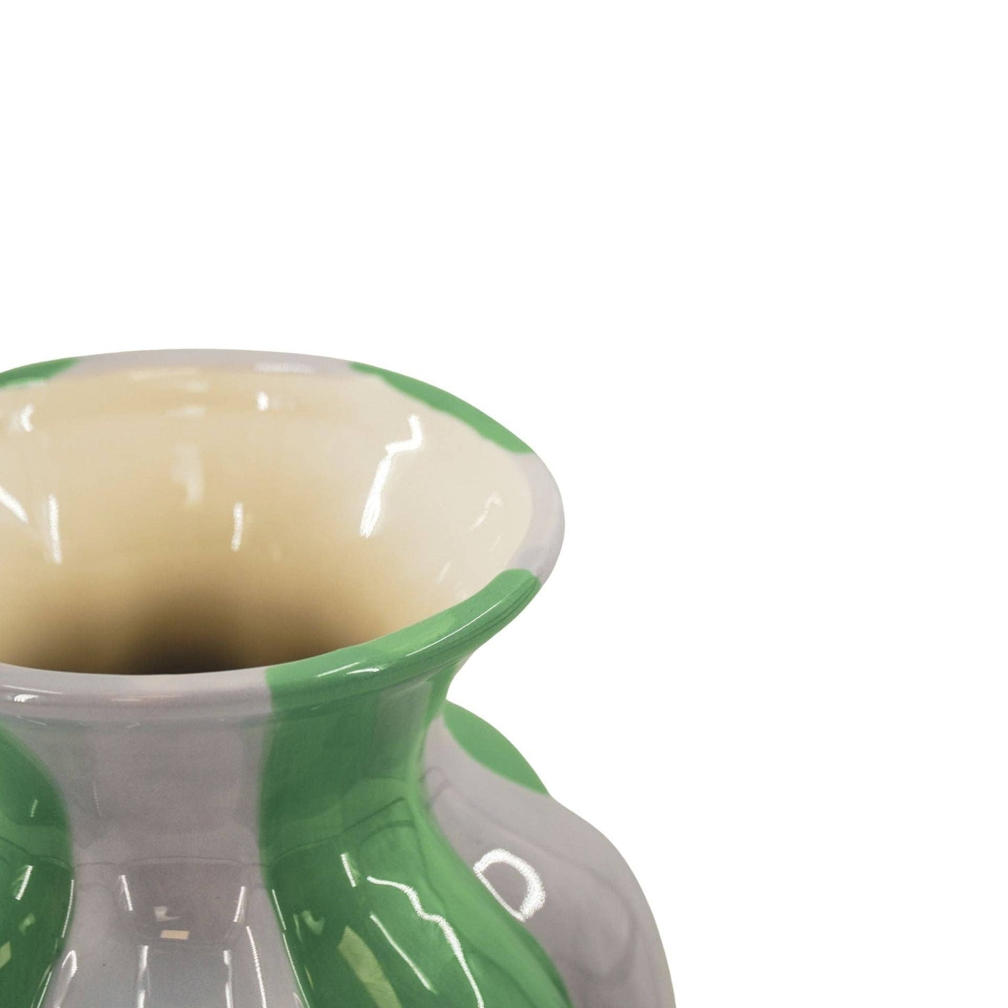 Florero - Florero plisado - Cerámica - Lila/Verde - 16,5 x 16,5 x 29,5 cm