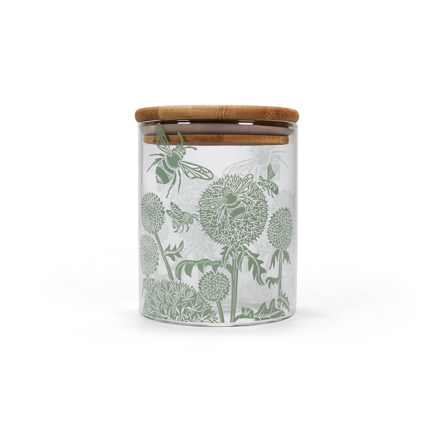 Pote de vidro verde-floresta para armazenamento de alimentos