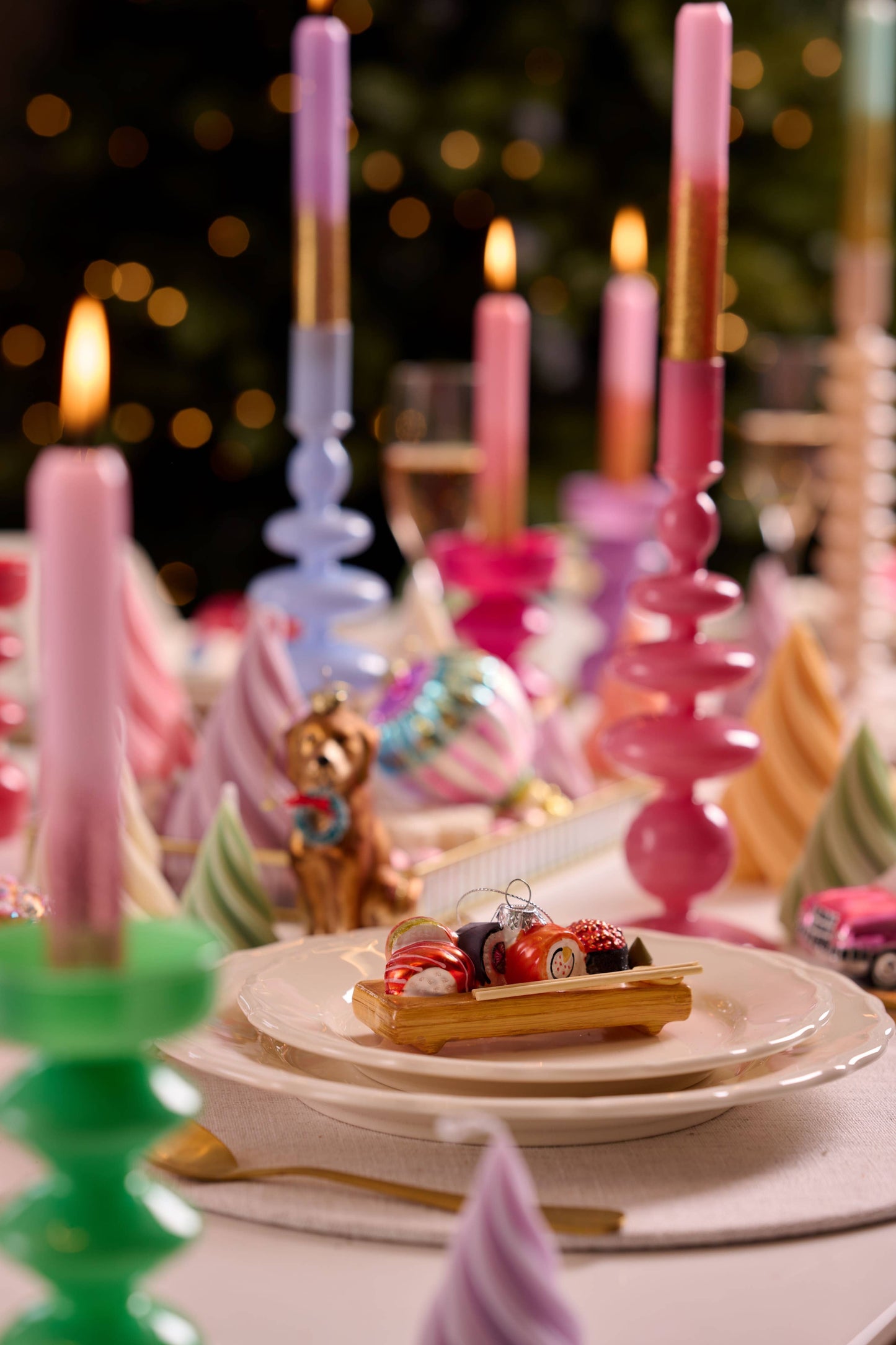 Candelabro de cristal con burbujas de Barbie