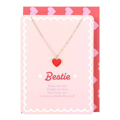 Enamel Heart Necklace Best Friend Valentine's Day Greeting Card