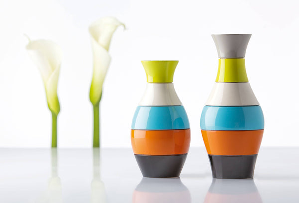Grand moulin à épices « Vase » en hêtre laqué multicolore