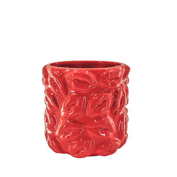 Maceta - Besos - Cerámica - Roja - 17,5 x 17,5 x 17,5 cm