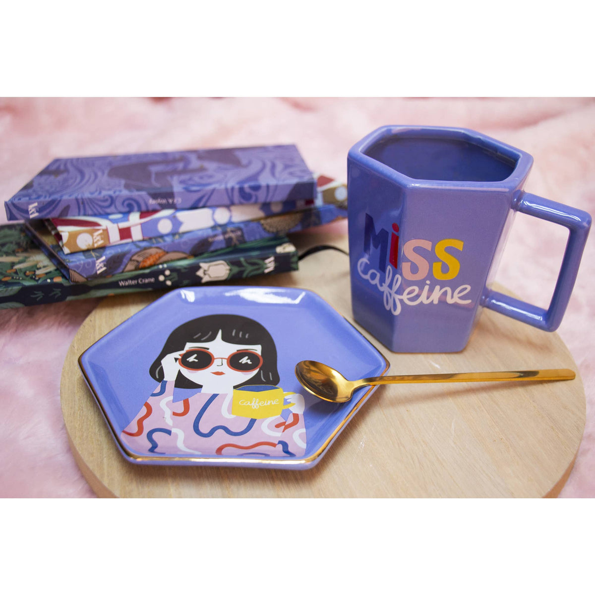 “Miss Caffeine” Hexagonal Bowl and Mug Set