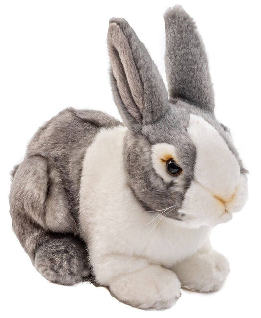 Lapin assis (gris-blanc) - peluche Uni Toys
