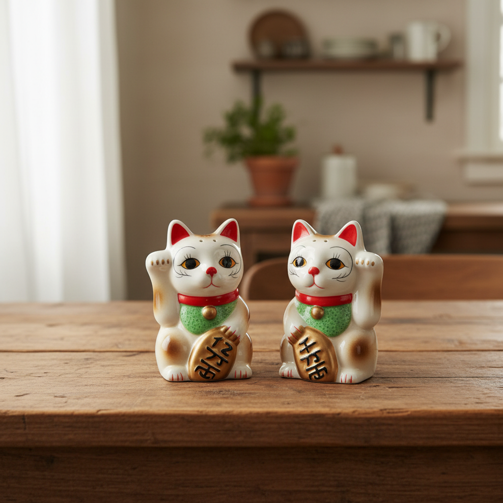 Salière et poivrière Chats Chanceux Blanc