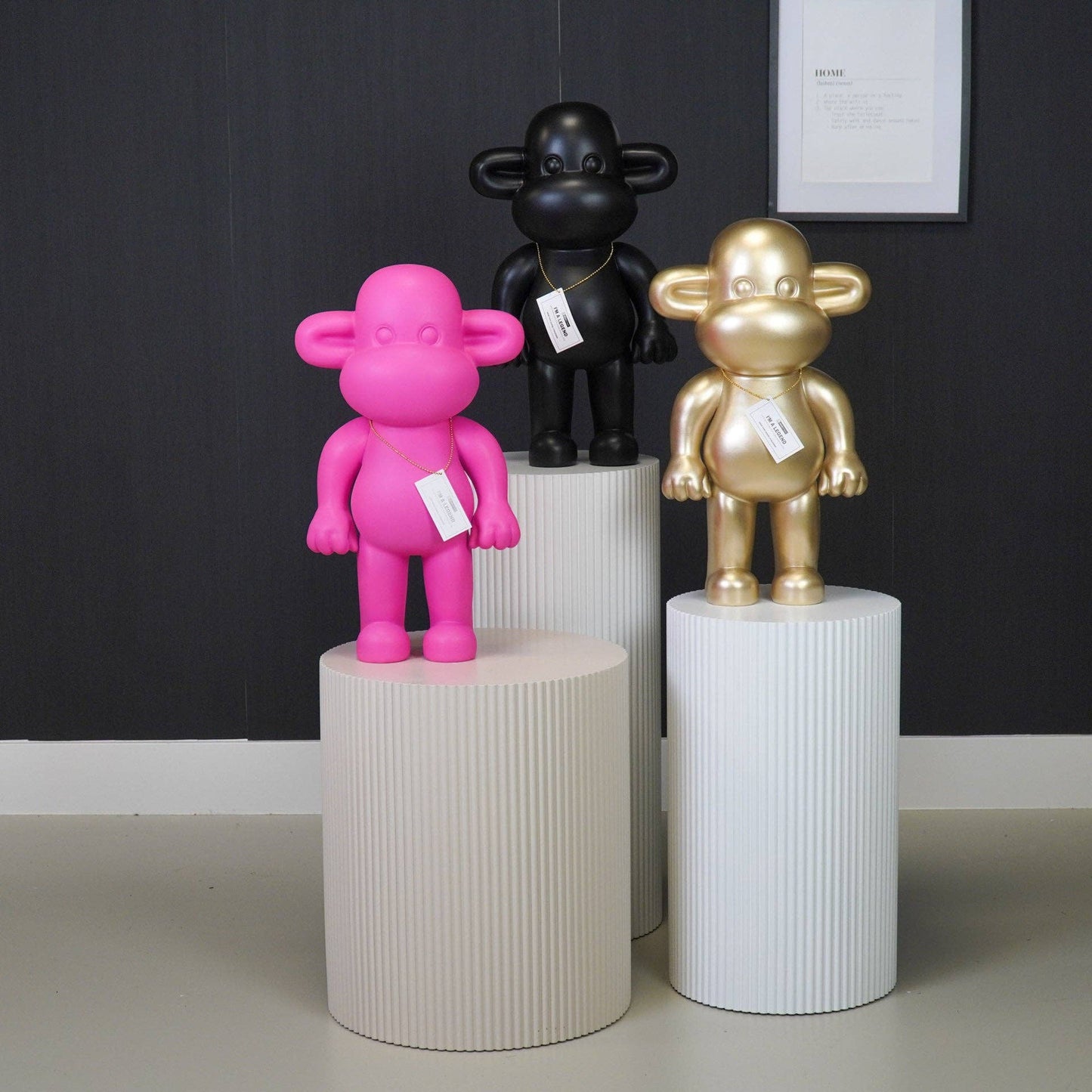 Ornement - Figurine Singe 'La Légende' - Résine - Rose - 33x21x50cm