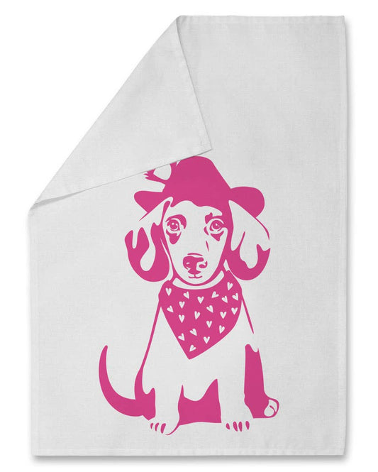 Paño de cocina con gorro de teckel