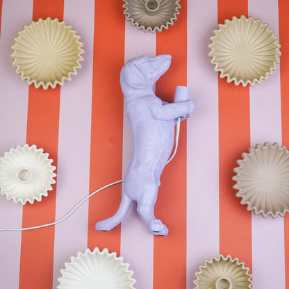 Lampe de Table - Lampe Teckel - Polyrésine - Lilas - E14 - 10x15x38cm