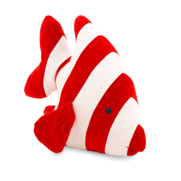 Peluche infantil em forma de peixe listrado vermelho, 40 cm