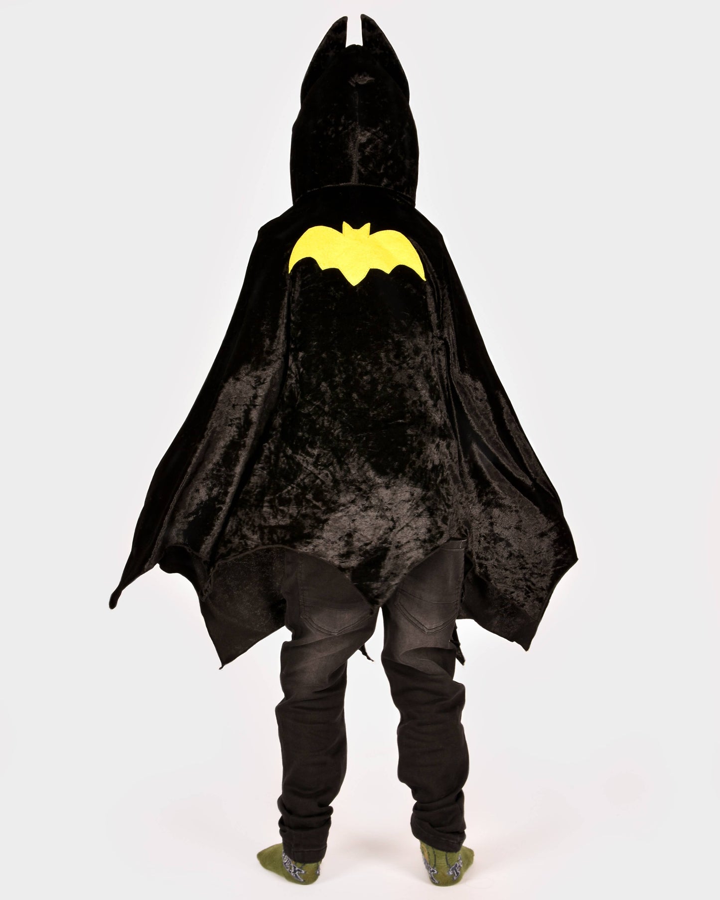 Cape de chauve-souris en velours noire 98-128 cl 3-8 ans