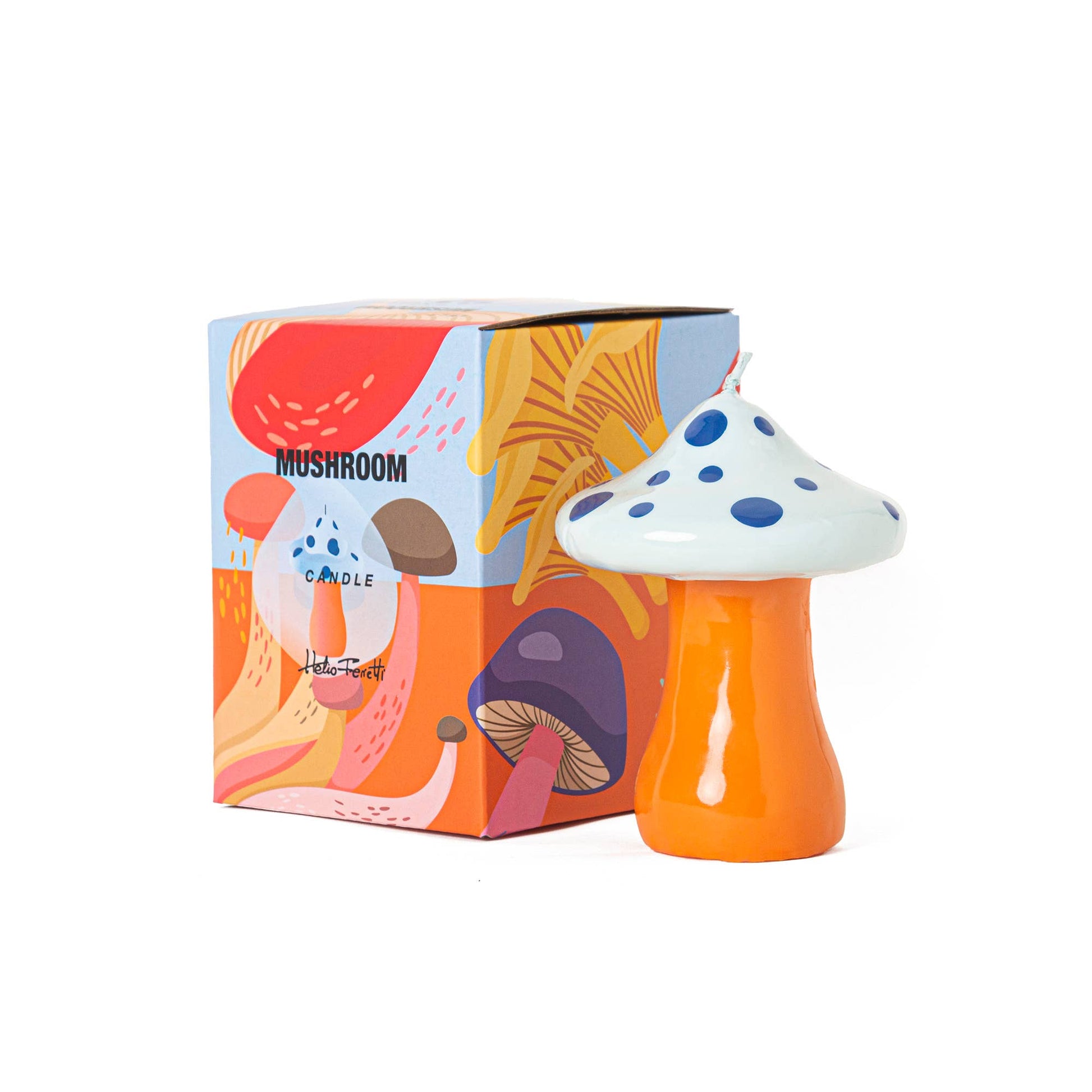 Grande Bougie Champignon Bleu Indigo Peinte à la Main Helio Ferretti Vue 2