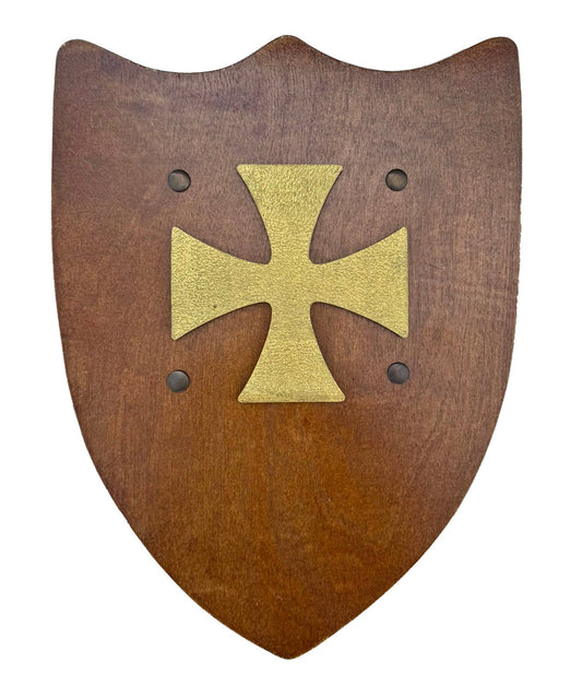 BOUCLIER RUSTIK AVEC CROIX TEMPLIÈRE L - KALID MEDIEVAL