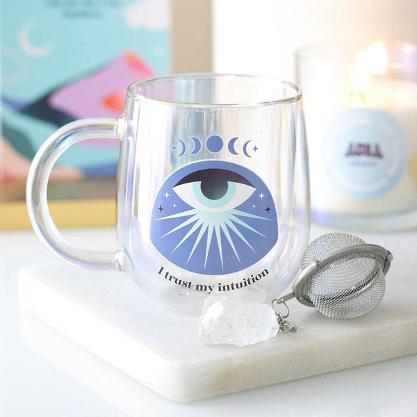Mug en verre à double paroi Intuition avec infuseur à thé en cristal Aura