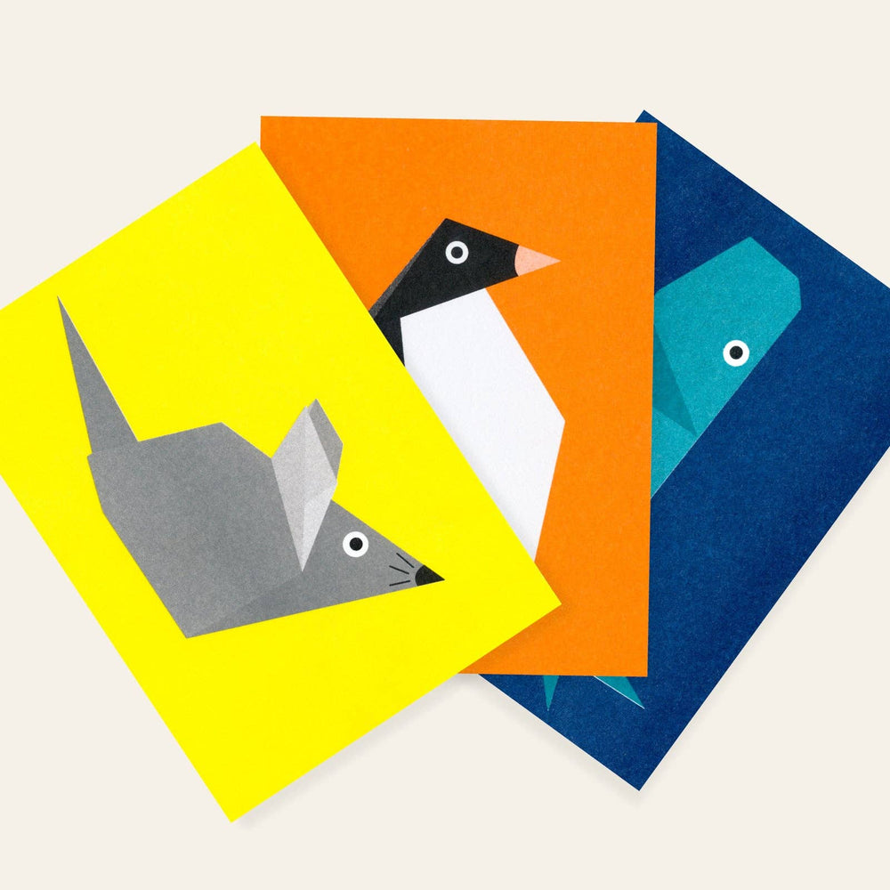 Origami Penguin Postcard