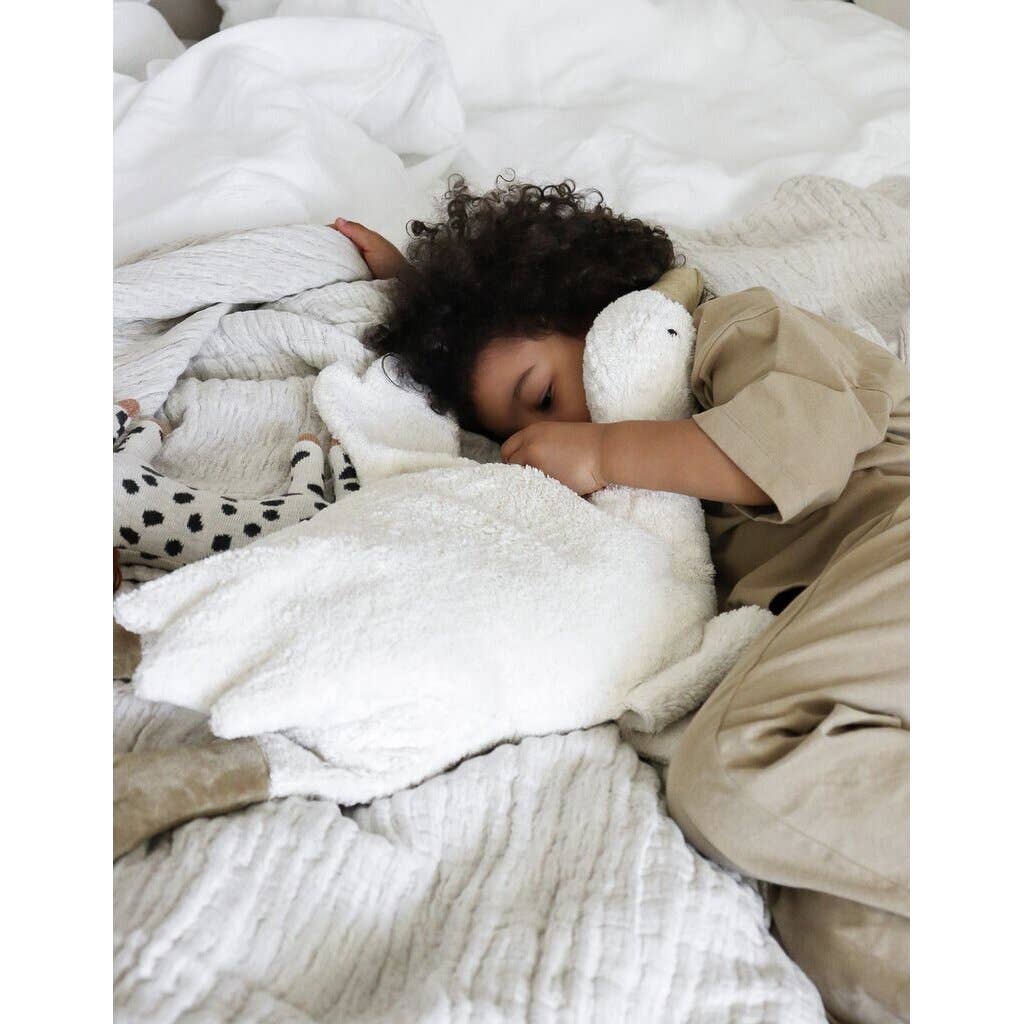 Calentador de manos grande de peluche con forma de ganso | blanco