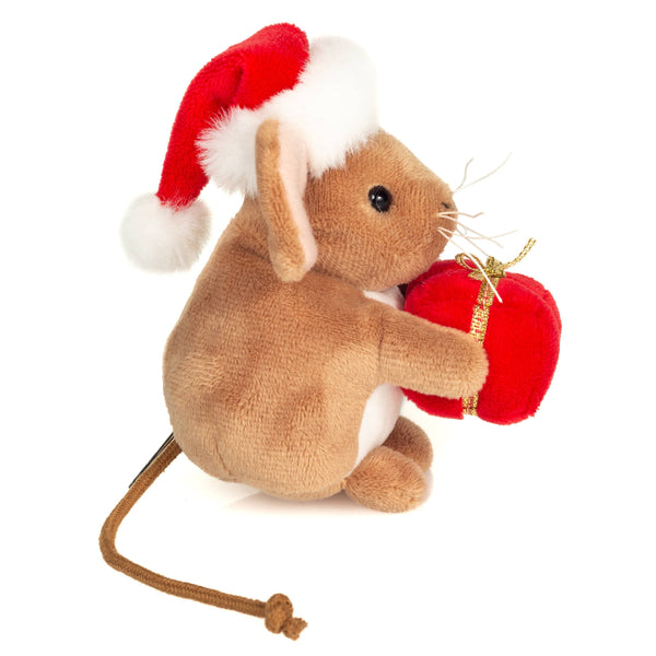 Kerstmuis pluche speelgoed met cadeautje
