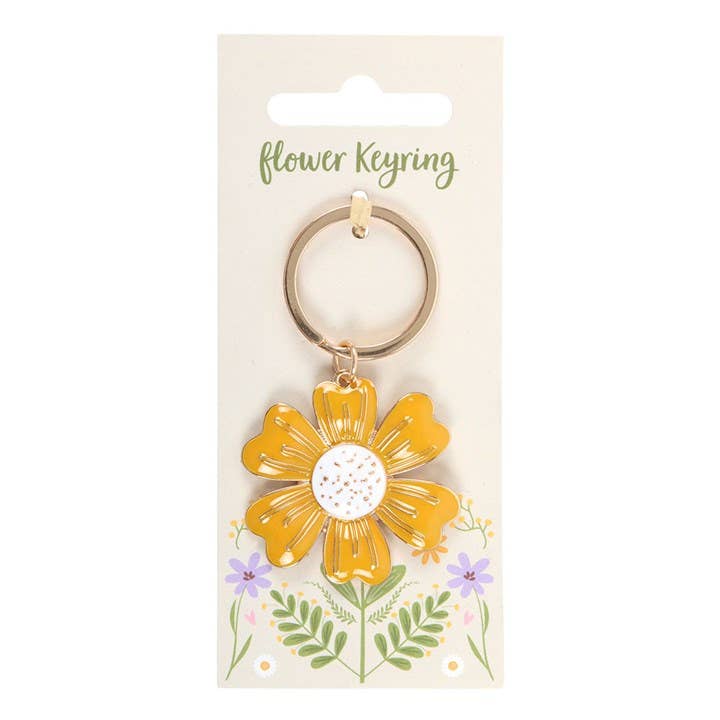Sleutelhanger met gele madeliefjes