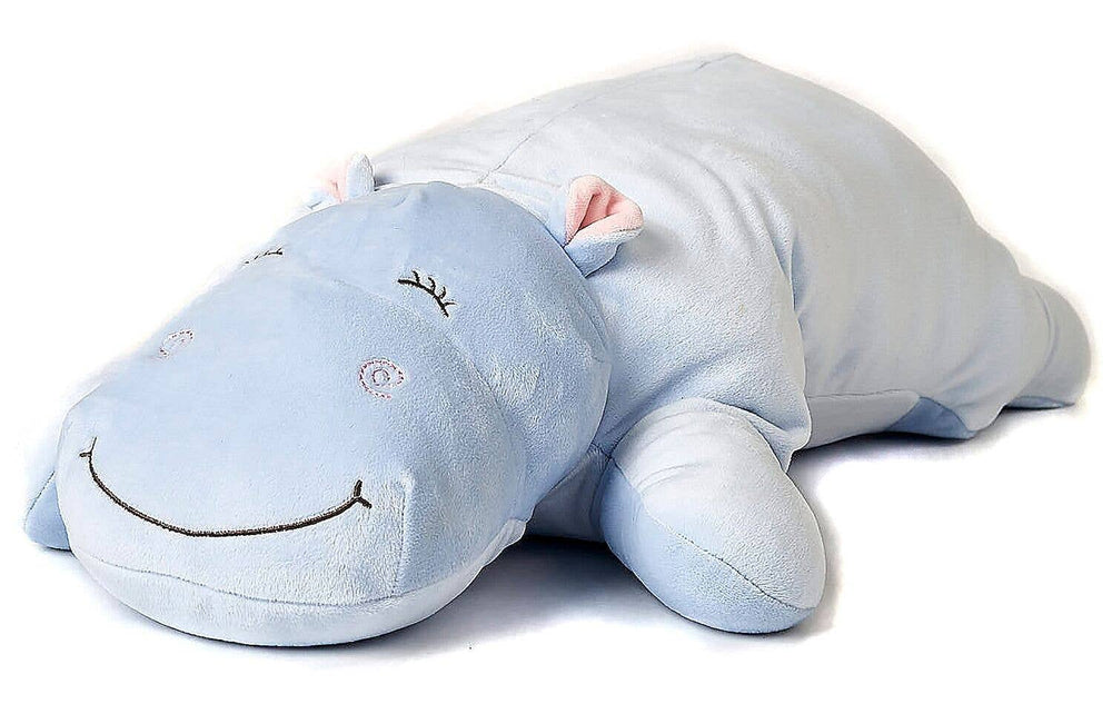Coussin Peluche Hippopotame Bleu Clair