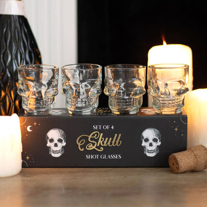 Set van 4 shotglaasjes met doodskopmotief