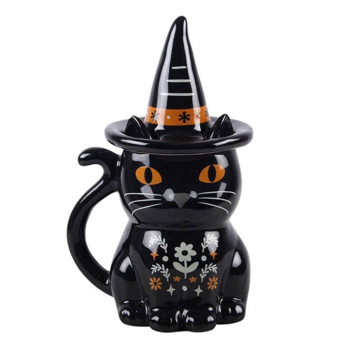 Mug à couvercle Chat noir Halloween — Frightful Folk