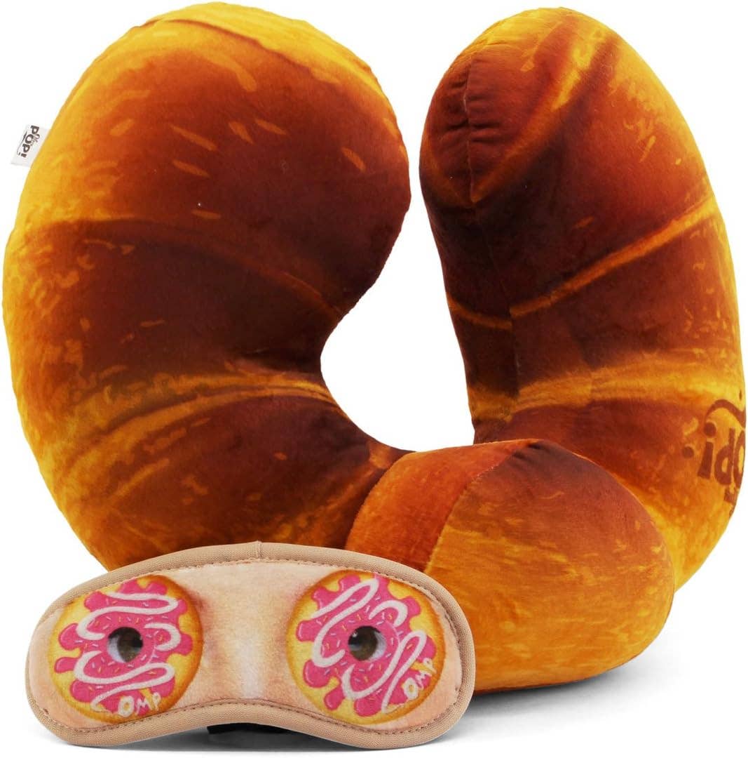 Oh My Pop! Croissant Neck Pillow and Sleep Mask