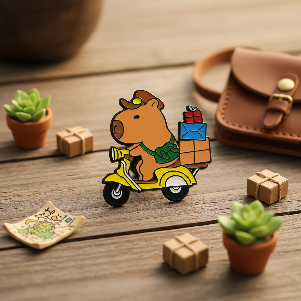 Broche de capivara na scooter