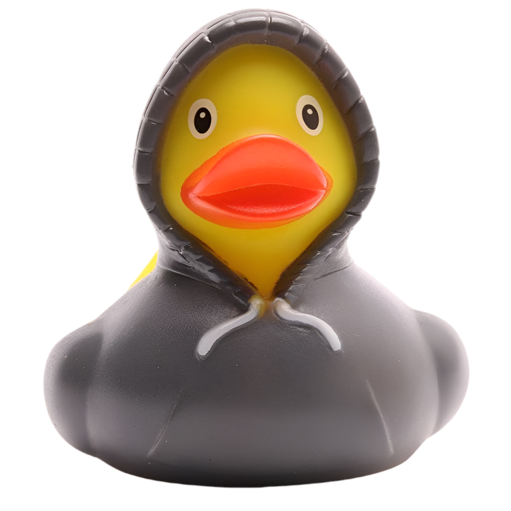 Sudadera con capucha de pato, color gris