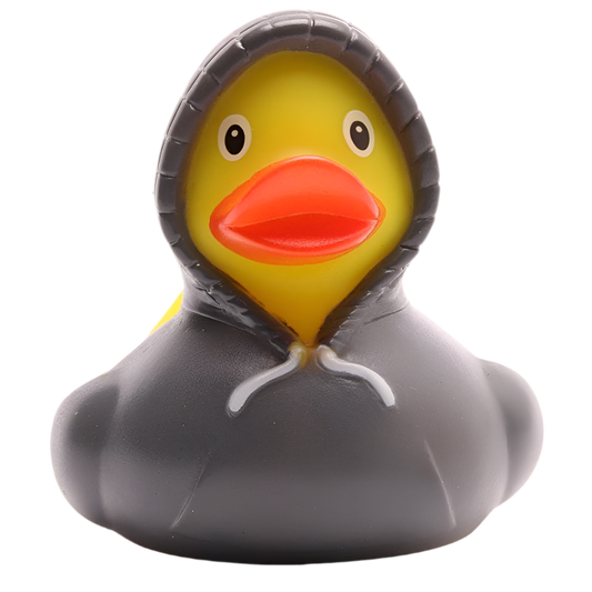 Sudadera con capucha de pato, color gris