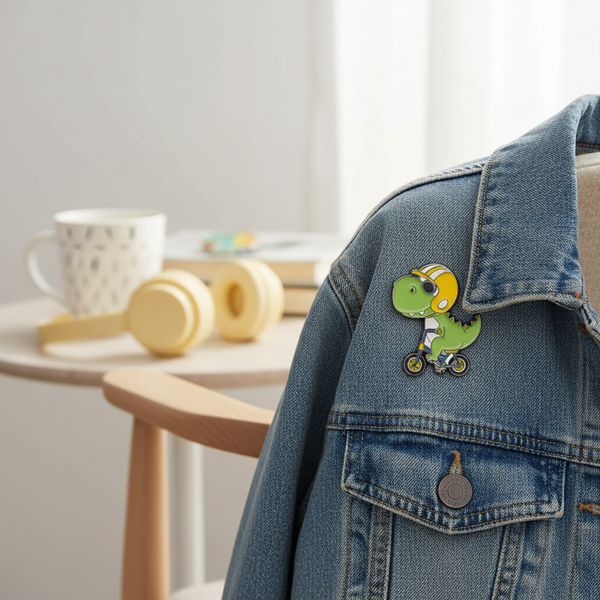 Spilla T-Rex su una BMX