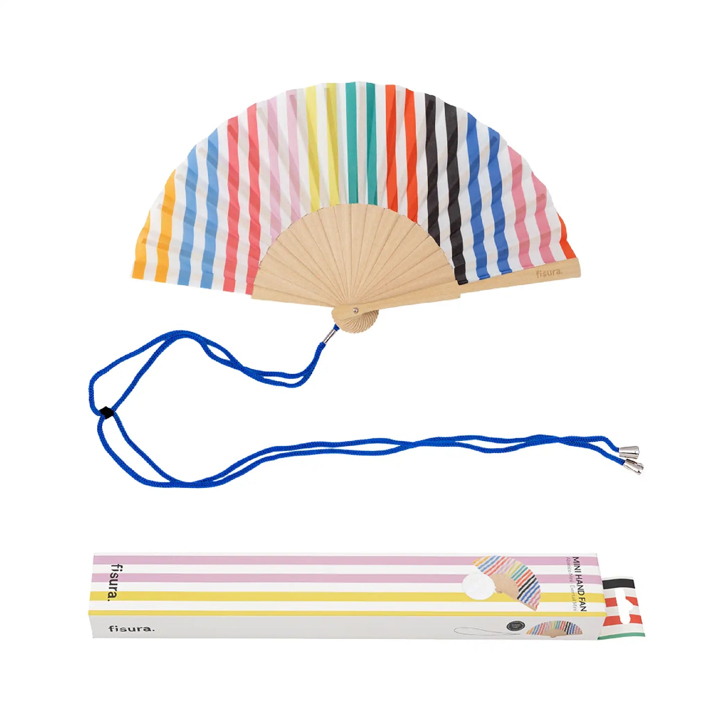 Éventail Mini Multicolore à Rayures – Fisura