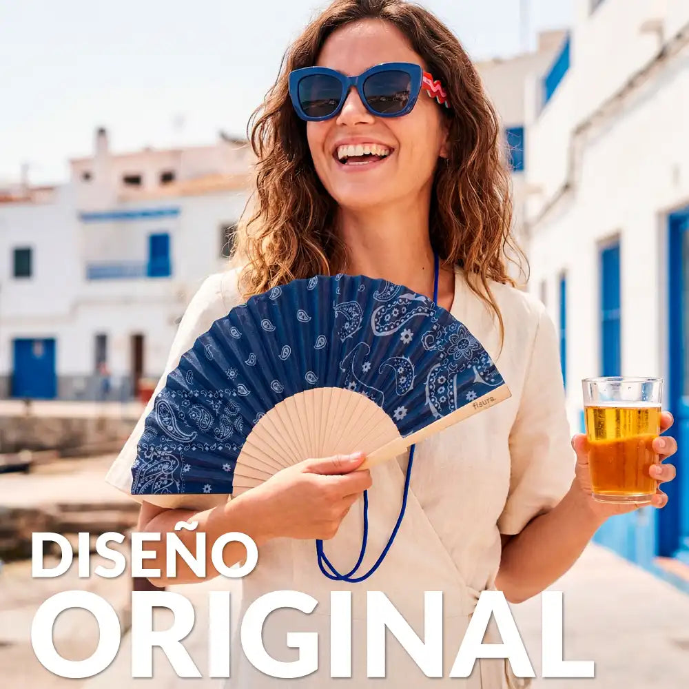 Éventail « Paisley » Bleu