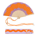 Éventail Imprimé Vagues Orange et Violet